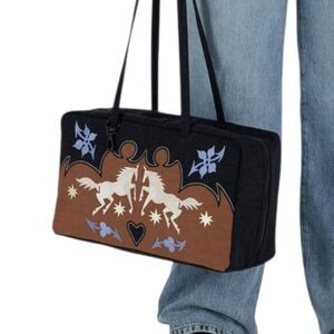 *NWT* BAGGU Nylon Western Appliqué Bowler Bag, Horse Bowler Bag